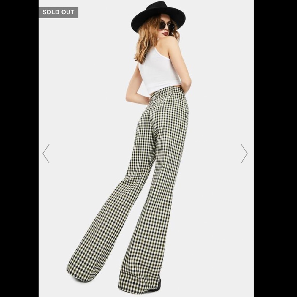 NWT Free People Jules Wide Leg High Waist Gingham Pant sz 2 SOLD OUT